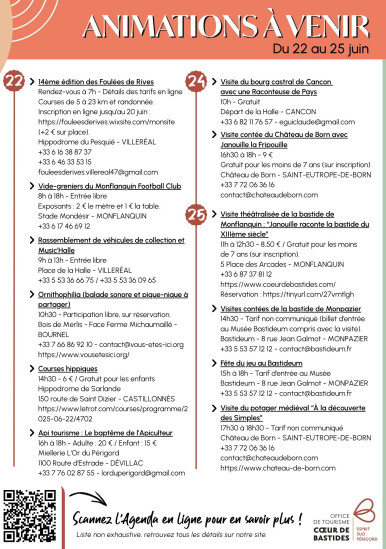 Animations de la semaine du 22 au 28 juin