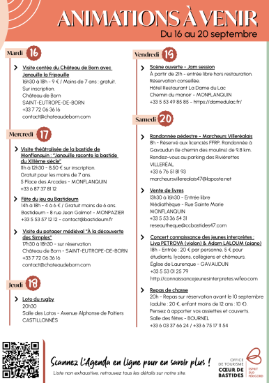 Events from 16 to 30 September
