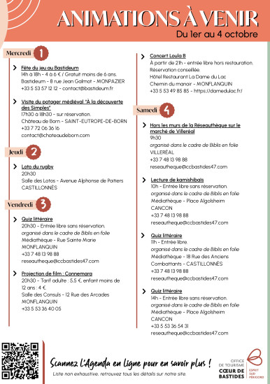 Events from 1 to 17 October